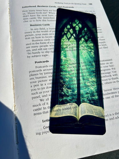 Stained Glass Window With Open Book
