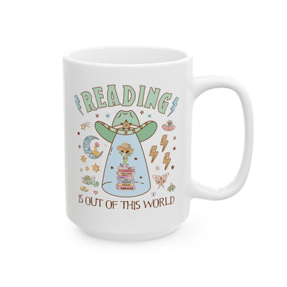 Reading is Out of This World: Funny Alien Mug