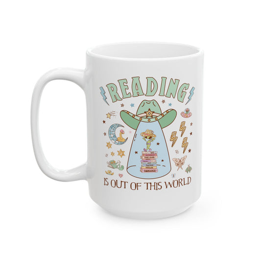 Reading is Out of This World: Funny Alien Mug